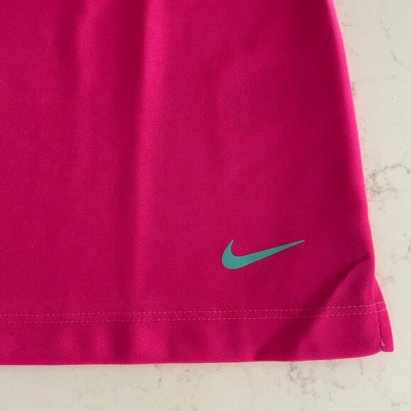 Nike Dri-Fit Athletic Slvless Mandarin Collar V NecK Poly Top Pink Grn Sz S NWT - Picture 3 of 9